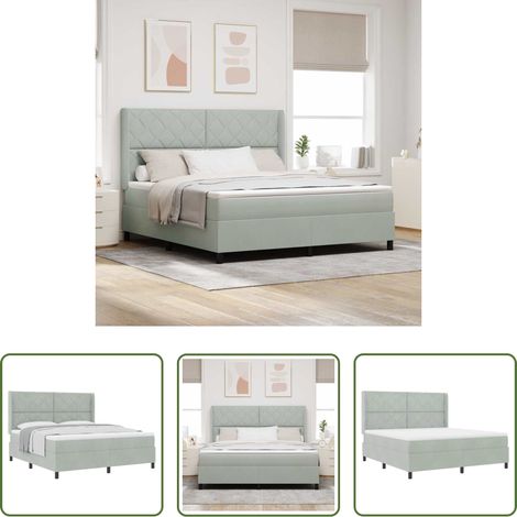 Matratze -  Boxspringbett mit Matratze Hellgrau 180 x 200 cm Samt (1/5)