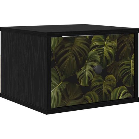 Maison Exclusive - Mobiletto da comodino a parete ELBURG Rovere Nero (1/5)