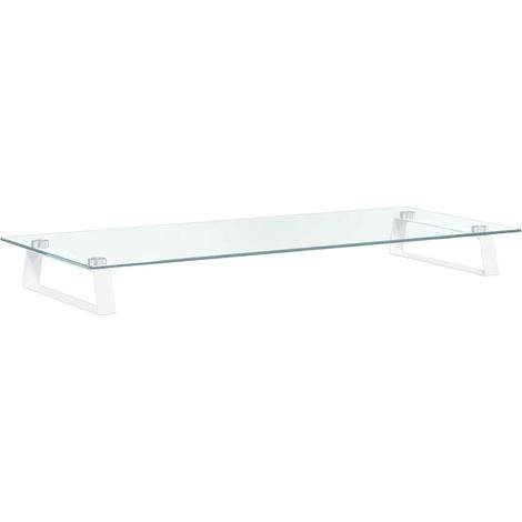 Support de moniteur blanc 80x35x8 cm verre trempé et métal (1/5)