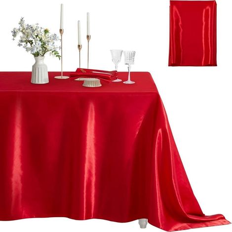Satin-Tischdecke rechteckig 152x213cm Rot für Hochzeiten & Partys