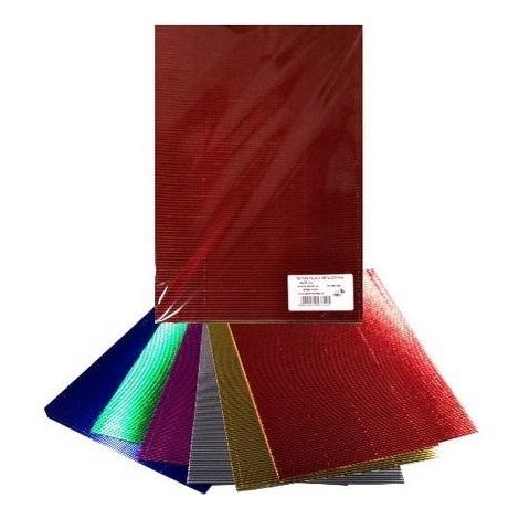 Cartone ondulato metallizzato colorato 25x35 cm 6 fogli