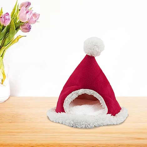 Lit de Noël en polaire pour cobayes, petits animaux, hamster, mini-maison pour cochon d'Inde, planeur de sucre, hérisson (1/5)