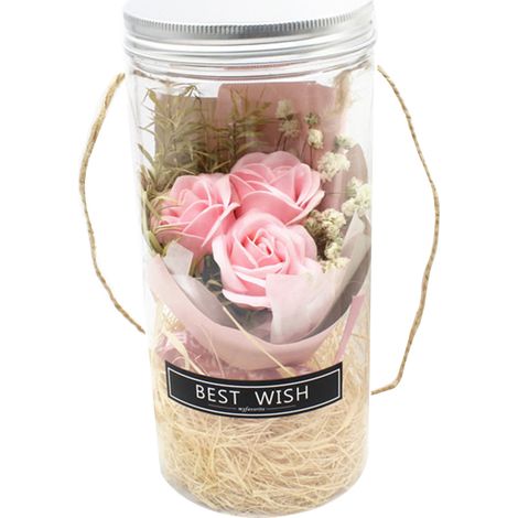 Rose éternelle romantique, rose jamais fanée, veilleuse, bouteille à souhaits, savon aux fleurs préservées, bouteille à souhaits en verre (1/5)