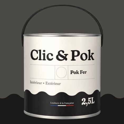 Peinture - POK - Fer Antirouille - 2,5L - RAL 7022 - Brillant - Métaux ferreux