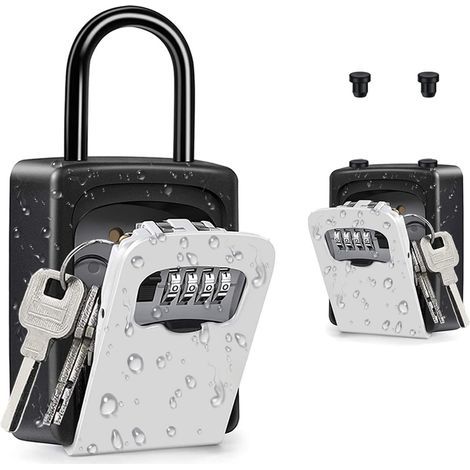 (Silver) Portable key safe, key safe with padlock and removable shackle, outdoor wall-mounted combination lock box for home, office, contractors, Airbnb rentals (1/5)