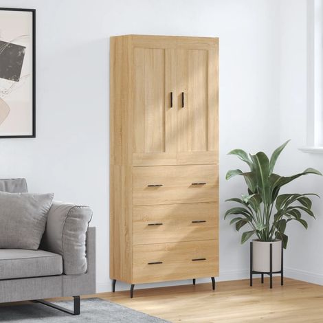 Highboard Sonoma-Eiche 69,5x34x180 cm Holzwerkstoff