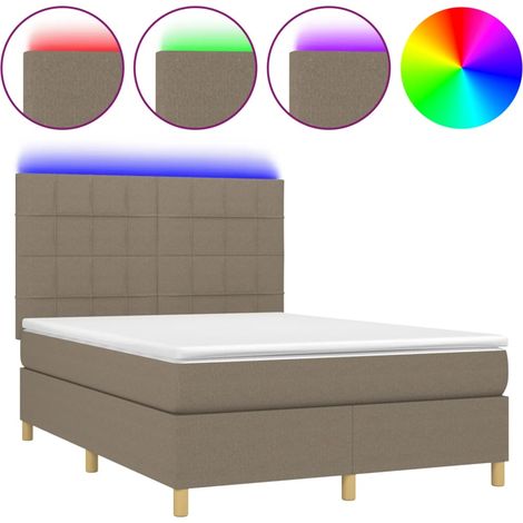Maison Exclusive - Letto a Molle con Materasso e LED Tortora 140x190 cm in Tessuto