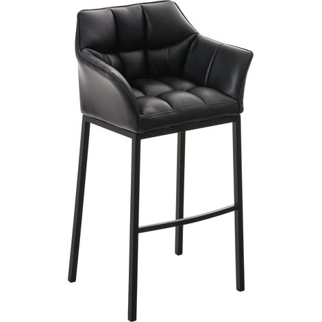 Sgabello da Bar Damaso in Similpelle con Base a Quattro Gambe nero nero (1/5)