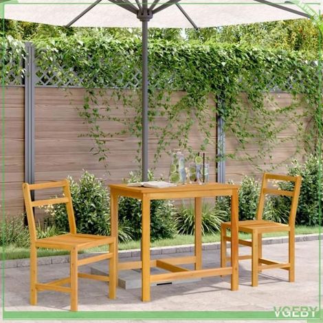 Ensemble de balcon 3 pcs - FAFEICY - 365854 - Bois d'acacia massif - Finition huilée - Design à lattes (1/5)