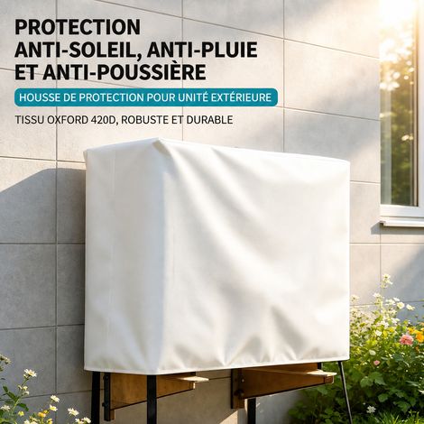 Housse de protection pour unité extérieure de climatiseur 90x40x60 cm en tissu Oxford 420D argenté 90 40 60 350 g – Livraison gratuite