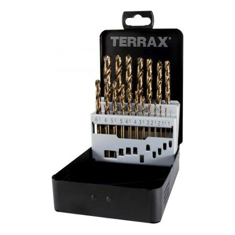 TERRAX  by  RUKO  Juego  de  brocas  espirales  DIN  338  Tipo  VA  HSSE-Co  5  -  25  piezas  (Caja  de  chapa  de  acero)  -  A215215