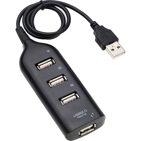 (Noir)USB 2.0 RéPartiteur de Multi-USB Haute Adaptateur de USB 4 Ports pour RéCepteur D'Ordinateur Portable Accessoires Informatiques (1/5)