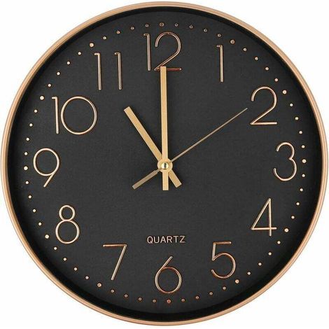 Lntyq Horloge Murale Moderne Silencieuse à Quartz 25cm,Chiffres Surdimensionnés Ronde Murale Horloge(Or Rose) (1/5)