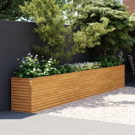 Jardinière,Lit surélevé de jardin 482x50x69 cm acier corten CFW39512 (1/5)