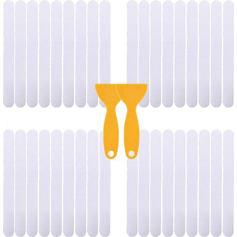 Lot de 36 bandes adhésives transparentes antidérapantes pour salle de bain avec 2 racloirs, 20 mm x 200 mm pour sol de douche et baignoire, ruban adhésif de sécurité pour améliorer la sécurité de la (1/5)
