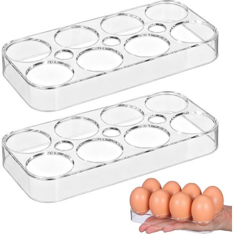 2er-Set Eierhalter für den Kühlschrank, transparente Eieraufbewahrung, Eieraufbewahrungsorganizer zum Aufbewahren und Transportieren von Eiern (1/5)