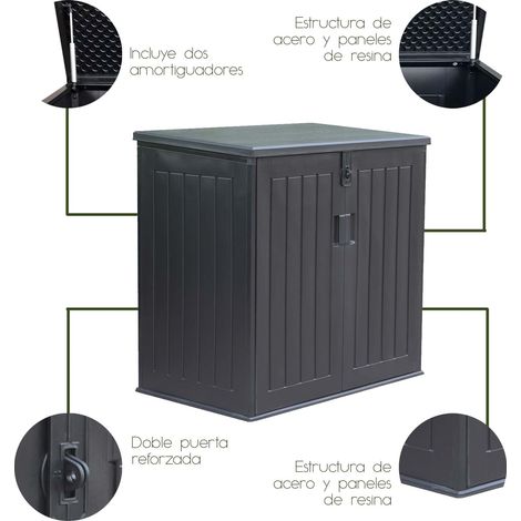 Gardiun – Coffre de jardin en résine 775 L – Dimensions 116x71x109/112,5 cm – Fermeture amortisseur à gaz – Protection UV