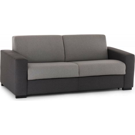 Talamo Italia Schlafsofa Aleida, 2-Sitzer-Sofa, 100% Made in Italy, Wohnzimmersofa mit drehbarer Öffnung, aus gepolstertem Stoff, mit Standard-Armlehnen, Cm 180x95h90, Grau und Anthrazit