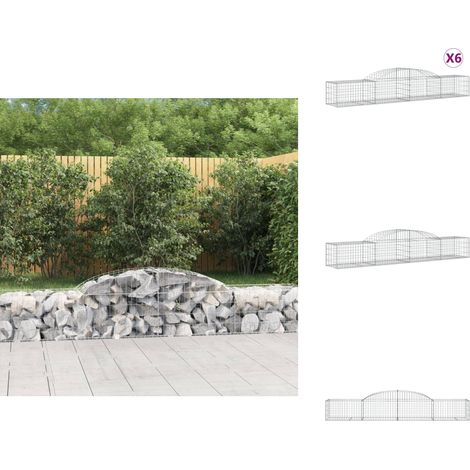 Paniers à gabions arqués 6 pcs 300x50x40/60 cm fer galvanisé - Panier Gabion - Gabion - Clôture Gabion - Décoration Jardin - Mur Gabion (1/5)