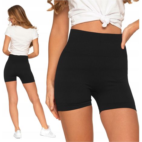 Leggings de ciclismo para mujer, cintura alta, acanalados, con efecto push-up, marca Moraj, talla S/M (1/5)