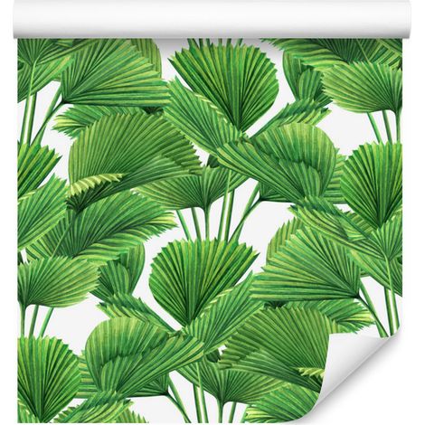 Papier peint aquarelle de feuilles et de palmiers pour salon et chambre 50x1000 cm (1/5)