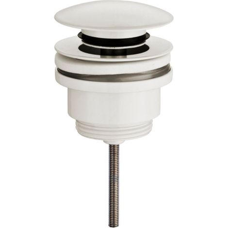 Bouchon de vidange pour lavabo - Robinet d'arrêt - Étanchéité garantie - Modèle moderne bas - Avec trop-plein - Blanc mat (1/4)