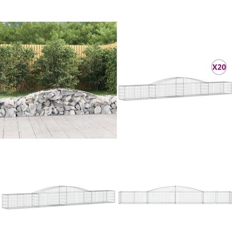 Paniers à gabions arqués 20 pcs 400x50x40/60 cm Fer galvanisé - Panier De Gabion - Gabion - Mur De Gabion - Clôture De Jardin - Décoration De Jardin - Home & Living (1/5)
