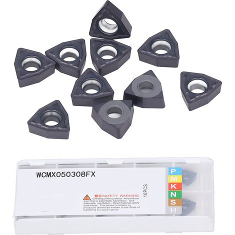 10 plaquettes de tournage, outils de coupe CNC, forets en U, plaquettes CNC en carbure revêtues de noir WCMX050308FX (1/5)