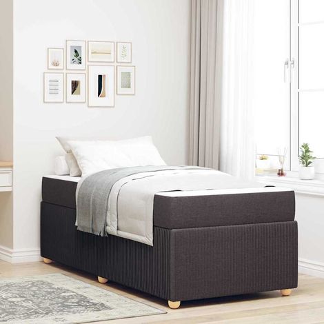 Cadre de lit avec matelas-Structure de lit avec matelas Marron foncé 90 x 200 cm tissu 873609 (1/5)