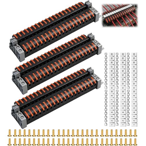 PCT-211 Lot de 60 repartiteur bornier electrique rail din 0,08 à 4 mm² bornier rail din Bornes de raccordement electrique enfichables, Bornes électriques pour un câblage rapide (1/5)