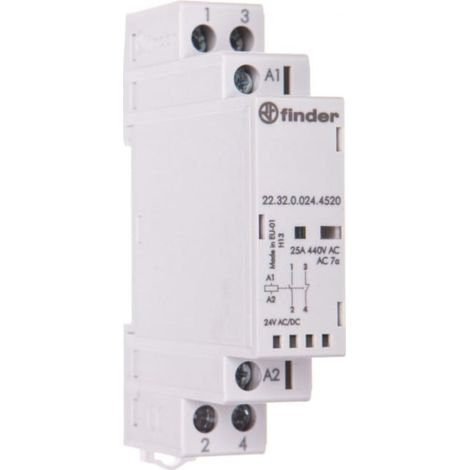 Contactor modular 1NO 1NC 25A 24V CA/CC, indicador de funcionamiento + LED, 17,5 mm 22.32.0.024.4520