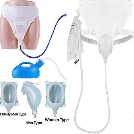 Collecteur d'urine réutilisable en silicone pour hommes, modèle 3 en 1 avec poche à cathéter (1/5)