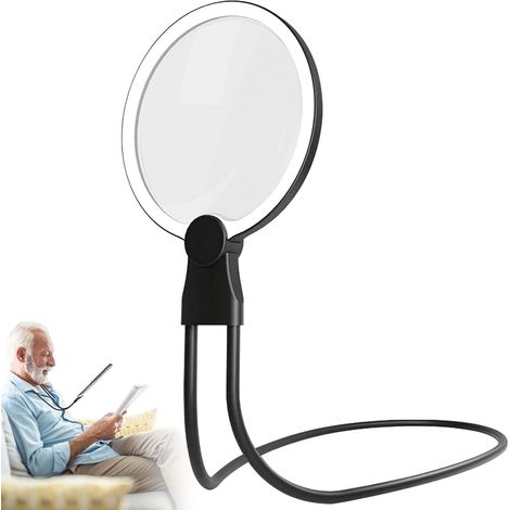 Reading magnifier with lighting, 24 LEDs, USB charging and flexible gooseneck, reading magnifier for the elderly (1/5)