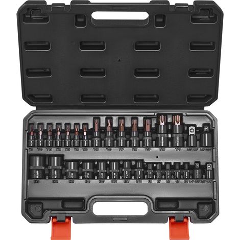 VEVOR Jeu de Douilles Torx et Torx Externes 31PCs, T8-T70 et E4-E24, Entrainements 1/4, 3/8 et 1/2 po (6,35 mm, 9,5 mm, 12,7 mm), en Acier Allie S2 et Acier Cr-V, avec Coffret, Mecanicien Reparation