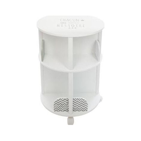 Atmosphera – Bibliothèque enfant ronde sur roulettes – MDF et polypropylène – Diamètre 40 cm, hauteur 59 cm – Design moderne gris et blanc