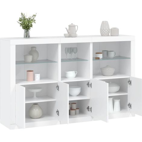 Sideboard with LED Lights White 162x37x100 cm vidaXL (1/5)
