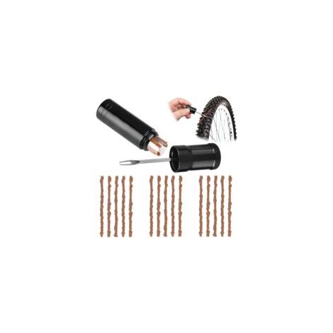 Kit de reparación de neumáticos sin cámara para bicicleta de montaña (21 unidades), reparación de pinchazos, herramientas de reparación con tiras de caucho vulcanizado, portátil para ciclistas, apto p