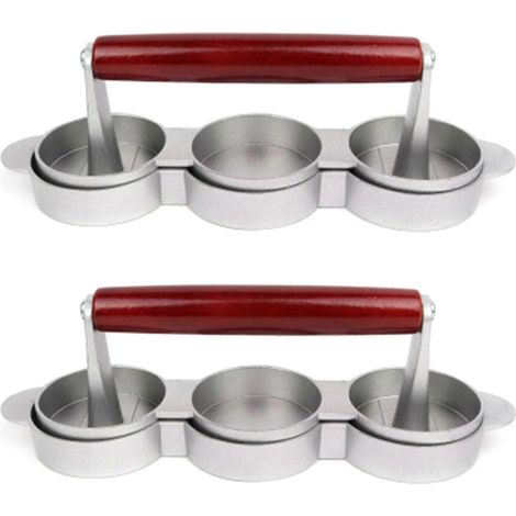 2 presses à mini hamburgers antiadhésives à 3 fentes pour petits steaks hachés, moule pour hamburgers de bœuf triple, machine à viande de cuisine (1/5)