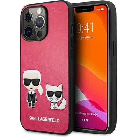 Karl Lagerfeld Ikonik Karl & Choupette Fuchsia iPhone 13 Pro Hülle (1/5)