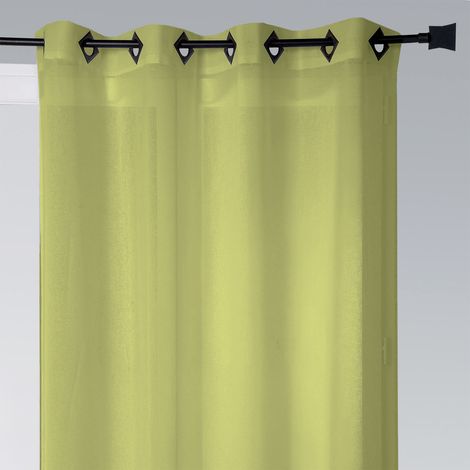Voilage léger uni à œillets carrés Vert clair 140x240 cm