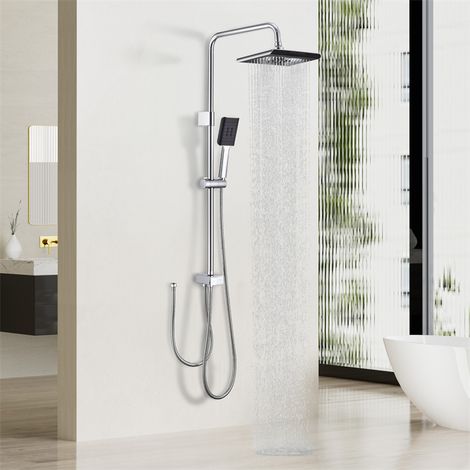 Chrom-Duschsäulen-Duschsystem mit Handbrause-Set Duschset ohne Mischbatterie Höhenverstellbare Regendusche aus Edelstahl (1/5)