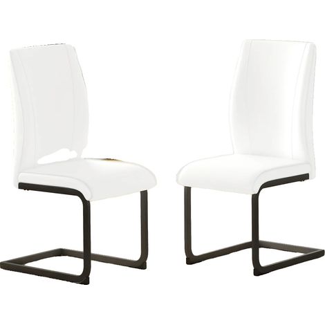 Sillas de comedor, diseño ergonómico, material fácil de limpiar, patas blancas y negras - 2 unidades (1/2)