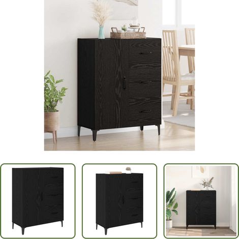 Rangement salon - Buffet Chêne noir 69,5 x 34 x 90 cm Bois d'ingénierie (1/5)