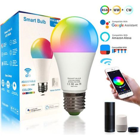 Ampoule Connectée Wifi E27 LED - Multicouleurs RGB - Compatible Alexa/Google Home - Classe F (1/5)