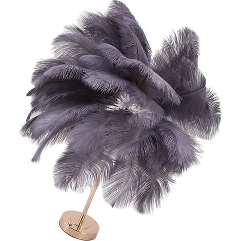 Lampe de table rechargeable en plumes d'autruche, style moderne et romantique, pour la décoration de la chambre ou de la maison (gris).