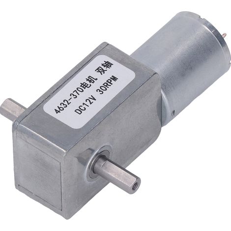 Moteur réducteur de vitesse 12 V CC, double arbre entièrement métallique, engrenage à vis sans fin 4632-370, 30 tr/min (1/5)