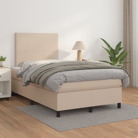 Boxspringbett Matratze Cappuccino-Braun 120x200cm Kunstleder (1/5)