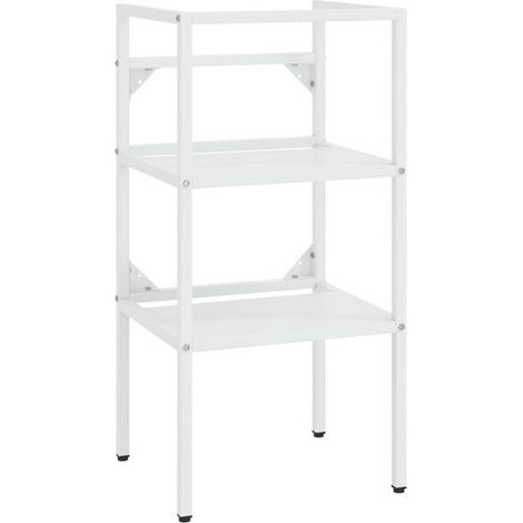 Support de Lavabo Encastré en Métal Blanc - Meuble Vasque Salle de Bain Design Moderne, Étagère de Rangement Robuste et Stable pour WC ou Douche (1/5)
