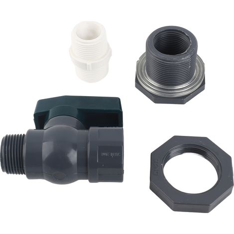 [JAMAIS UTILISÉ]Kit de robinet en PVC pour récupérateur d'eau de pluie, installation facile, pour récupérateur d'eau de pluie extérieur de 1 pouce DN25 (1/4)