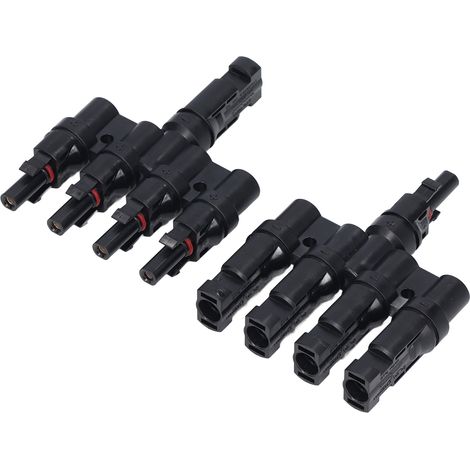 4-zu-1-T-Verteiler für Photovoltaik-Kabel (Paar, Stecker/Buchse), 50 A, Messing (1/5)